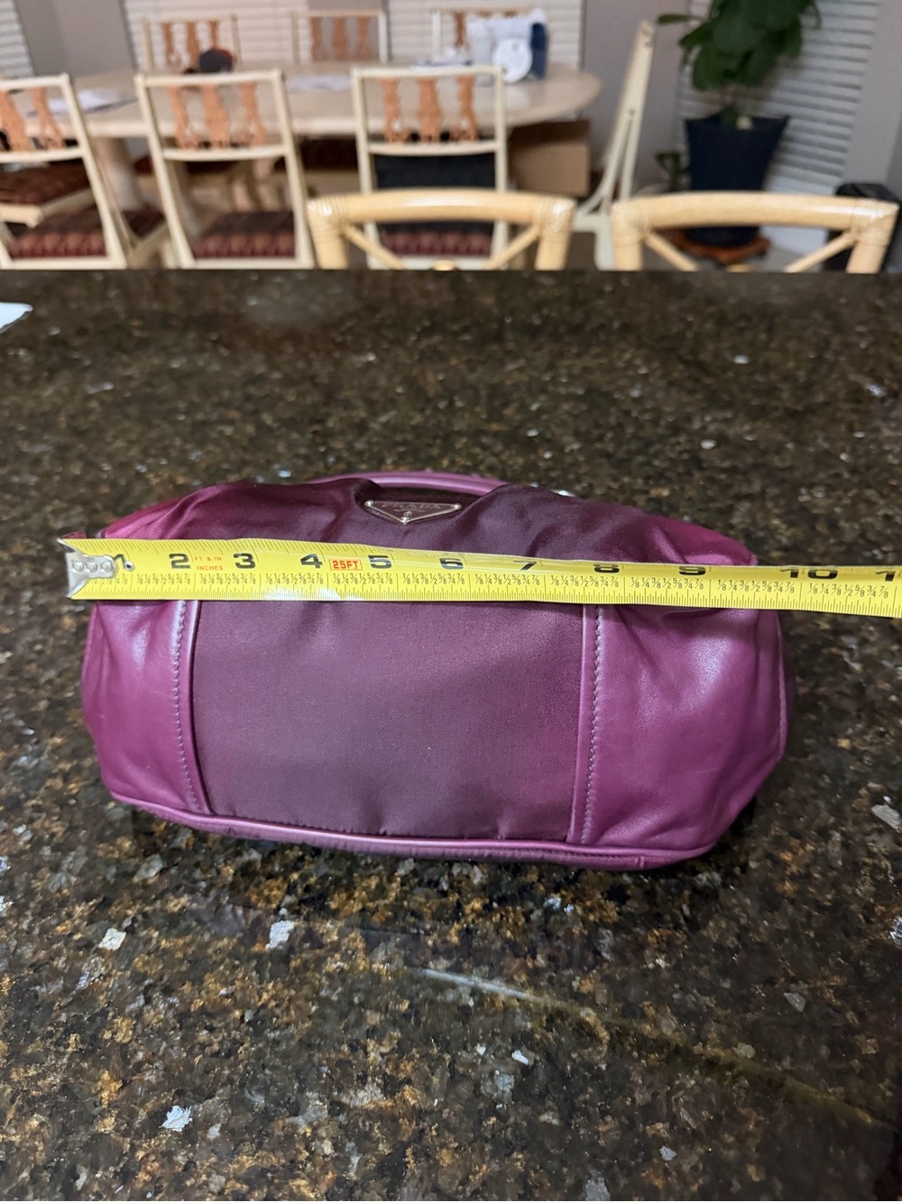 Prada Two-Tone Plum Satin Shoulder Bag with Chain Handles - Picture 13 of 14